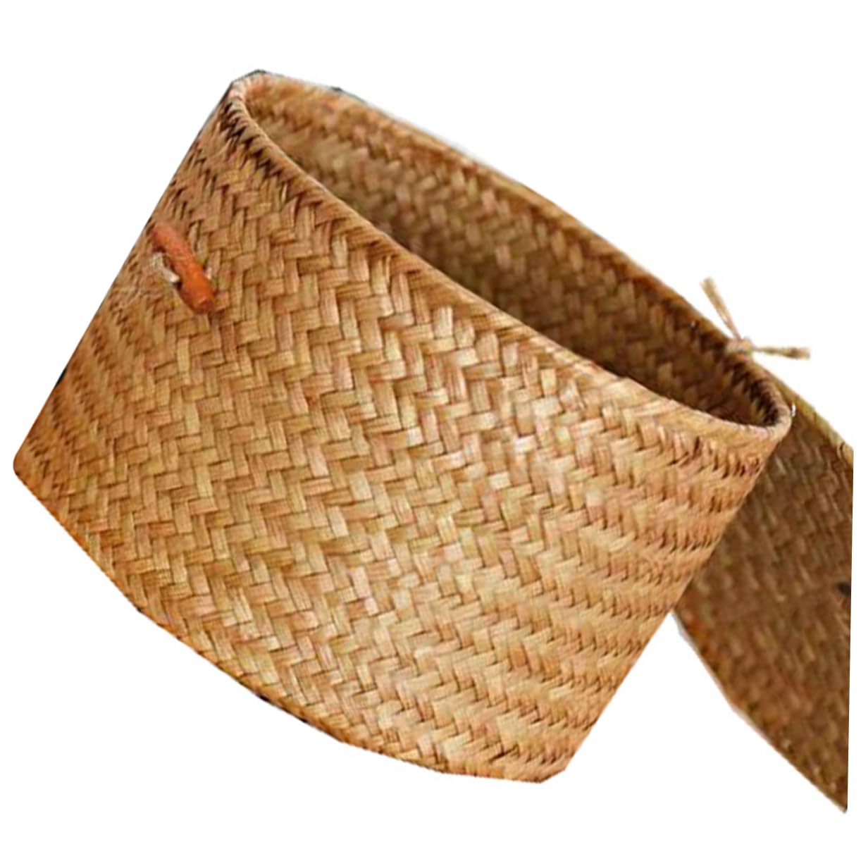 Storage Box with Lid Straw Basket for Home Storage Baskets Straw Vanity Tray Woven Hamper Woven Storage Basket Small Basket with Lid Desktop Manual Seaweed Clamshell Basket