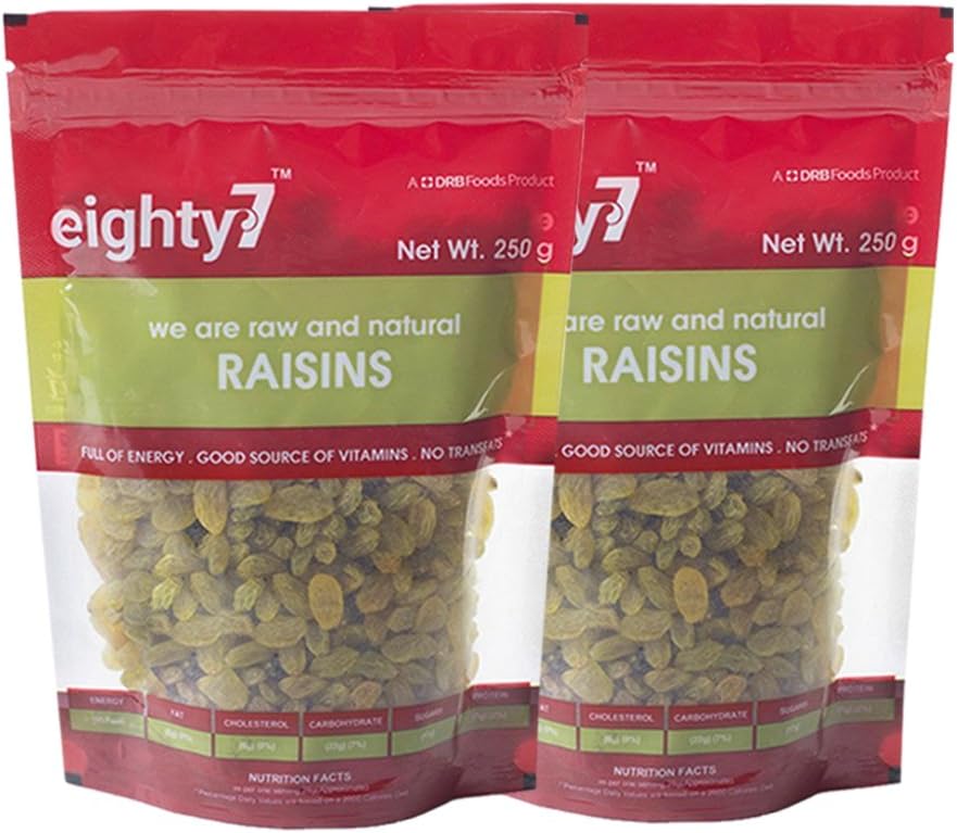 Eighty7 Raisins Kishmish Pack of 2(250 GMS Each), 500g