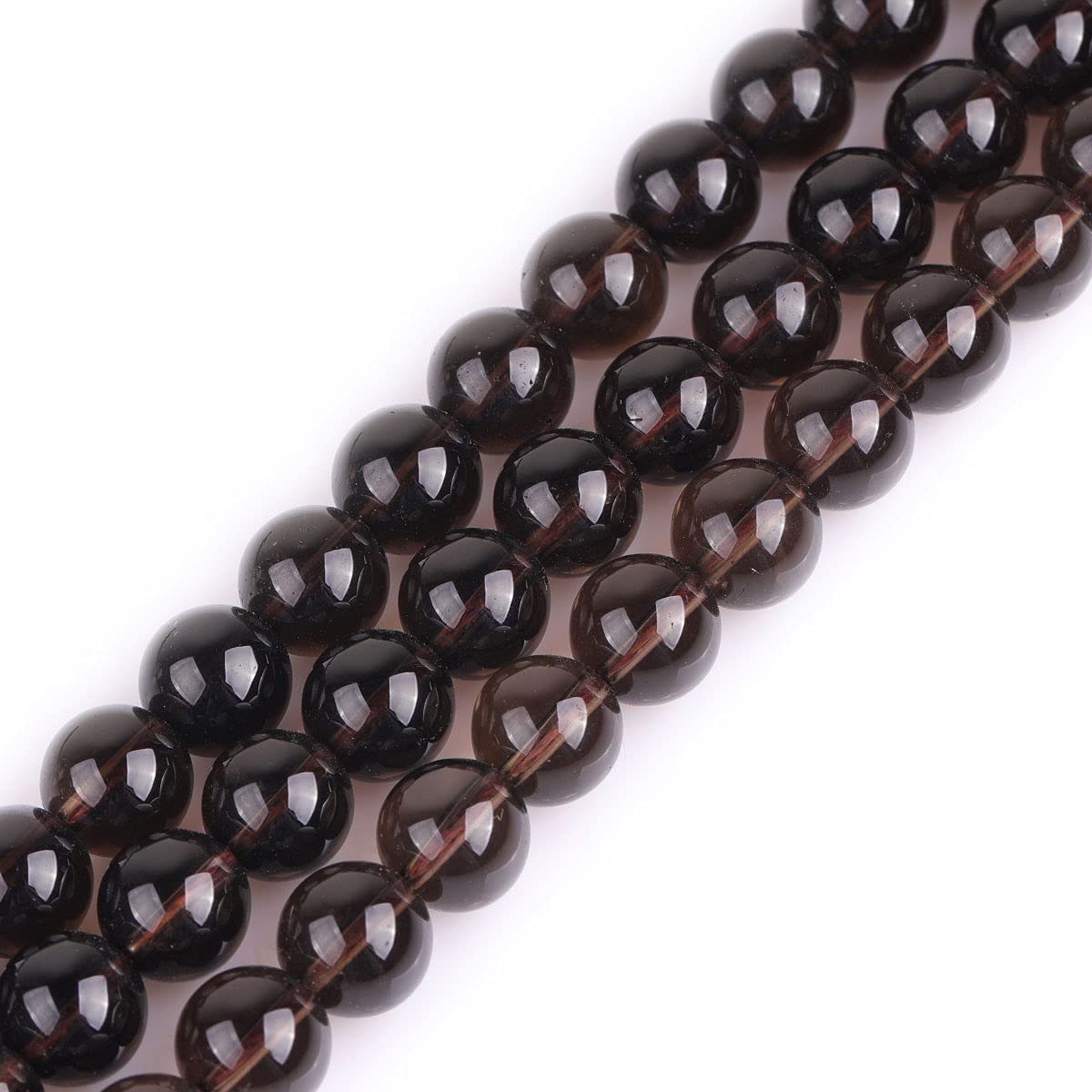 GEM-Inside Natural 10mm Dark Smoky Quartz Round Gemstone Semi Precious Loose Beads for Jewellery Making 15''