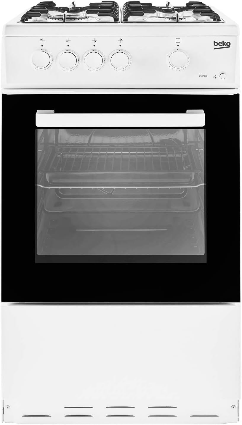 Beko KSG580W 50cm Gas Cooker White with 4 Burners and Oven