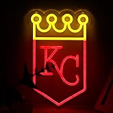 Balanar Baseball Neon Signs for Garage or Man Cave Decor, Gifts With Kansas Basebll or Rugby Team Logo, Red Baseball Neon for Parties, Bars,Dorms, Office Wall Art and Game Room Decor