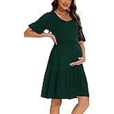 Smallshow Women's Maternity Dress Ruffle Short Sleeve Pregnancy Clothes Summer