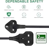 TISDLIP 1 Way Extension Lead 1M Portable Single Socket UK 2500W view 2