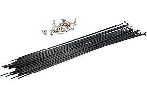JGbike 36pcs 14G Spokes Stainless Steel Sand Blast ED Black, with CP Copper Nipples for Bicycle MTB Wheels HUBs