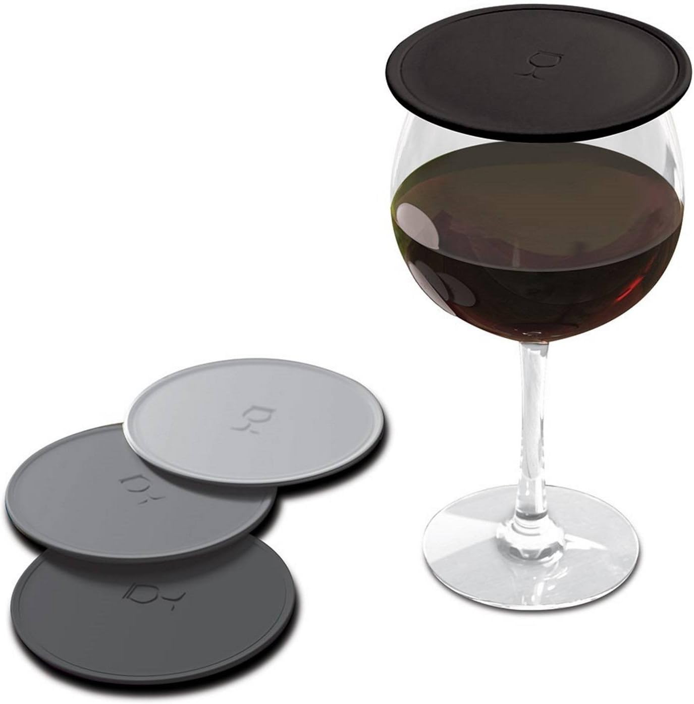 Drink Tops Tap and Seal Outdoor Drinking Glass Cover- Gently Suctions to Glasses to Keep Bugs out and Reduce Splashing- Perfect for Wine Glasses, Coffee and Tea Mugs, Beverage Glasses and More- 4pk