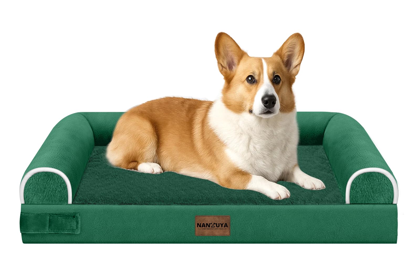 Medium Large Dog Bed Orthopedic Washable: Beds Bolster Medium Large Sized Dog Bed Egg Crate Foam Couch Sofa Waterproof with Removable Cover - Emerald Image