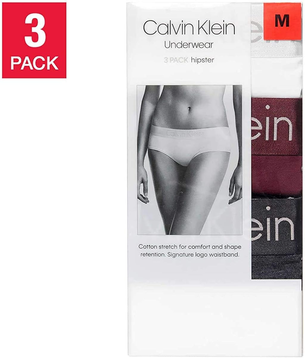 Calvin Klein Women's Hipster Underwear, 3-Pack, Maroon, White, Charcoal, Small at  Women’s Clothing store