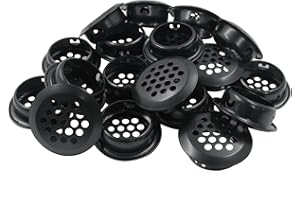 Auvotuis 20Pcs Circular Air Vents Black Soffit Vent, Stainless Steel Round Vent Mesh Hole Louver for Kitchen Bathroom Cabinet Wardrobe, 1"(25mm) Mounting Diameter