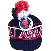 Robin Ruth Alaska Beanie Hat Heavy Quality Black Red White Pom Pom
