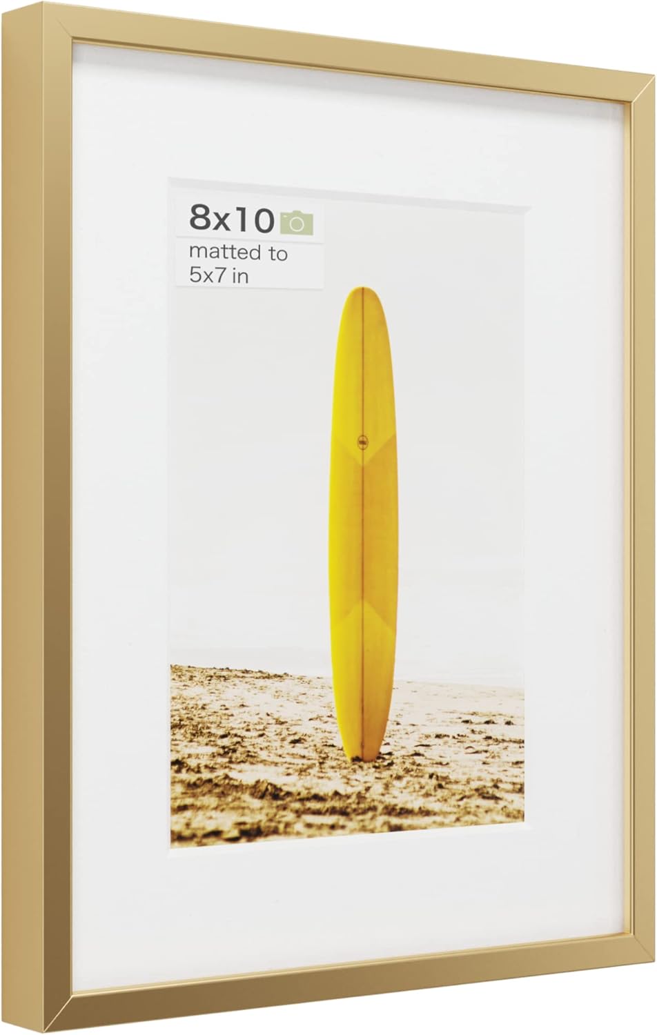 Photo Albums, Frames & Accessories - Homeforia - 8x10 inch Metal Picture Frame - 8 x 10 Aluminum Photo Frames - 5x7 Mat - Tempered Glass - Wall Hook Included - Set of 1 - Gold