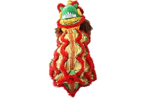 ONCPCARE Dragon Cat Dog Costume Lion Dance Clothing, Outdoor Warm Dog Winter Coats Chinese New Year Style Funny Stuff Costume, Pet Hoodie Jacket Outfit Apparel for Small Dogs