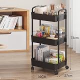 Multibao 3 Tier Storage Trolley Cart on Wheels White 39W x 73H cm view 3