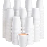 JOLLY PARTY 300 Pack 10 oz Disposable Paper Coffee Cup, Hot/Cold Beverage Drinking Cups for Water, White Paper Hot Coffee Cups