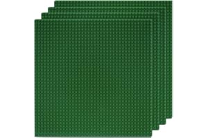 SlabDreamLab 12"X12" Baseplate for All Major Building Bricks and Blocks (Green, 4-Pack)