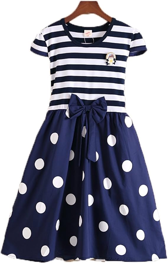 Amazon 女の子 ワンピース 半袖 5 16歳 ジュニア ドレス 夏 女児 ガールズ フォーマルワンピース 子供服 上品 かわいい ボーダー柄 カジュアル 旅行 誕生日 パーティー ロングワンピース ワンピース チュニック 通販