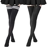 DRESHOW Extra Long High Thigh Socks Striped Over Knee Thin Tights Long Stocking