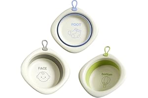 Bellglee 3-Pack Collapsible Wash Basin Set, Baby Kids Foldable Small Wash Basin, Portable Plastic Basins for Bottles, Travel,