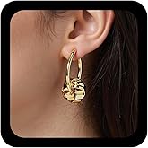 Yheakne Vintage Love Knot Hoop Earrings Gold Chunky Knot Dangle Earrings Twisted Love Knotted Hoop Earring Metal Knot Circle Huggie Earring Jewelry for Women