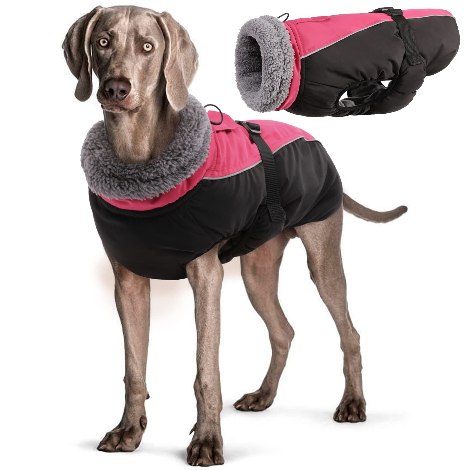 Hjyokuso Dog Coats Waterproof, Winter Dog Jacket, Warm Coats & Jackets For Dogs With Harness Hole, Dog Clothes For Small Medium Large Dogs, Dog Winter Coat For Chihuahua French Bulldog Dachshund