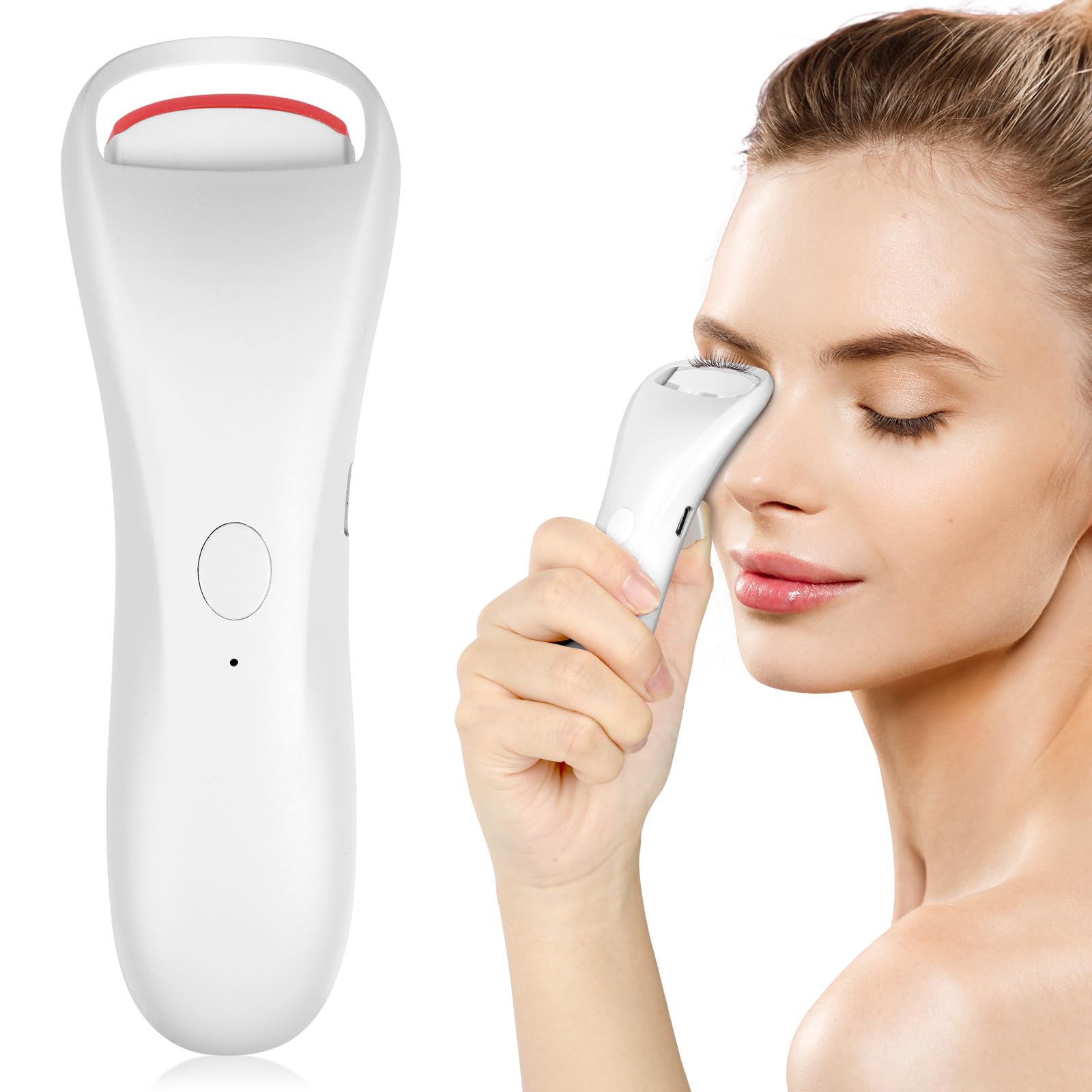 LOPHE Electric Heated Eyelash Curler, Rechargeable Electric Curler with Smart Silicone Heating Pad, 10s Quick Heat and Long-Lasting Eye Lashes Curler for Girl Women Lash Curling, No Pinching