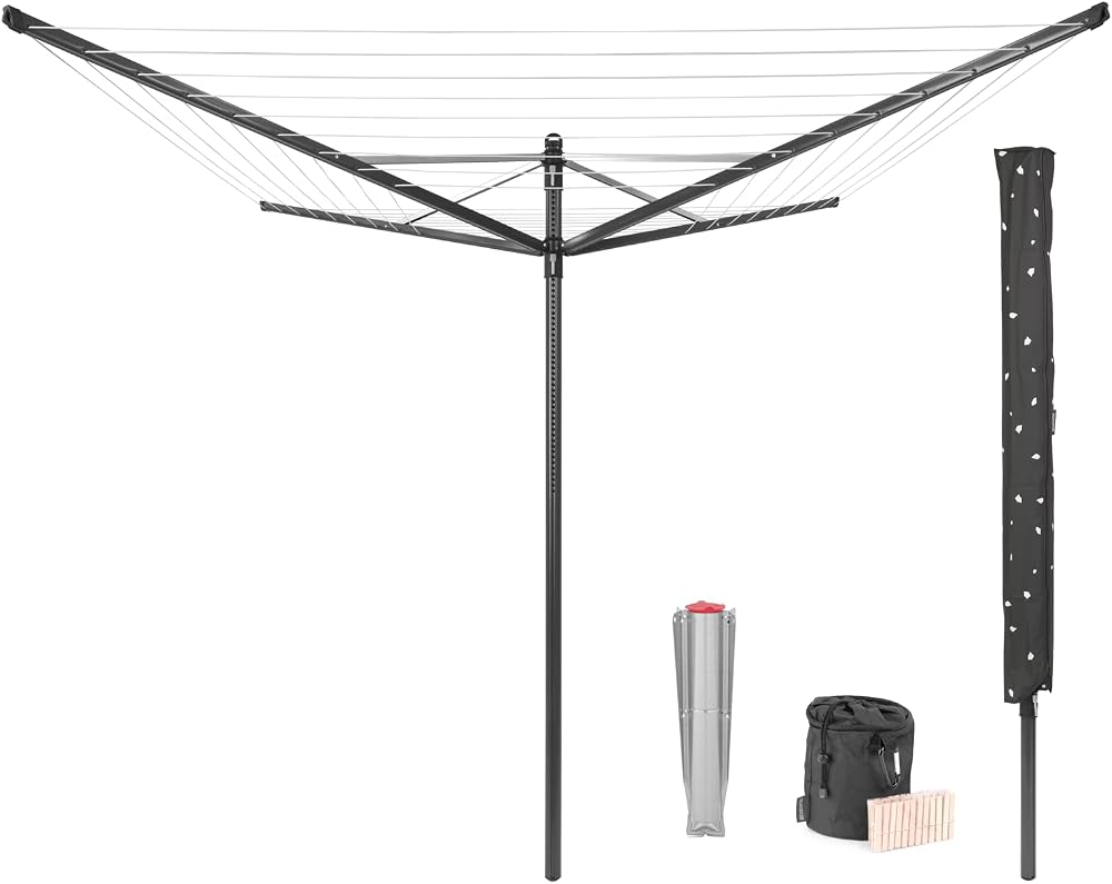 Brabantia Lift-O-Matic 50m Clothes Line UV Resistant Anthracite ø295 cm