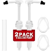 DupakSYS 2 Pack 38-400 1 oz 5 Gallon Pump Dispenser with 50cm Extended Tube | Pump for Large Gallon Bucket, Cap to Avoid Dripping, Great for Shampoo, Conditioner, Bleach Liquid, Laundry, Detergent, Oil