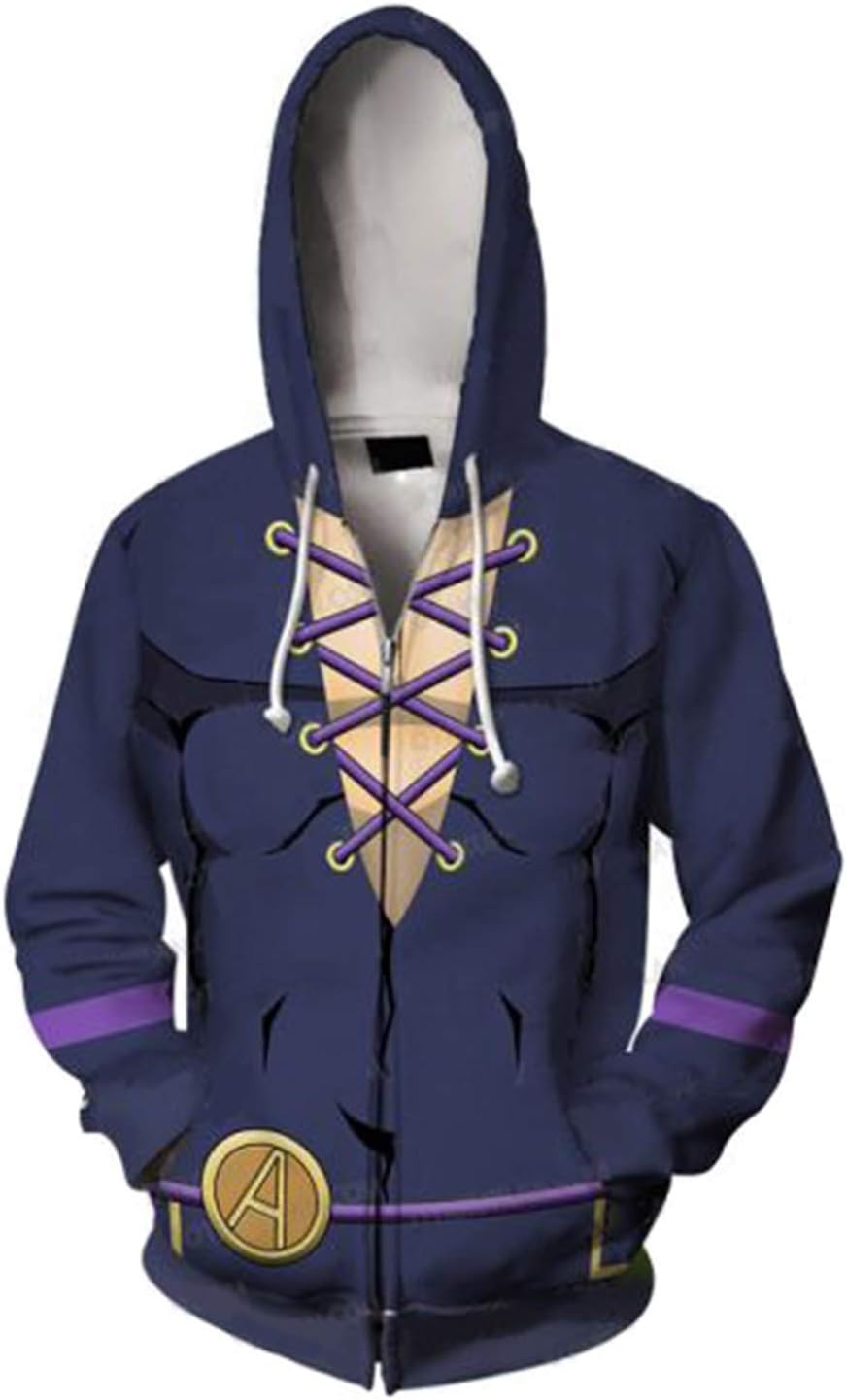 JoJo's Bizarre Adventure Jotaro Kujo Hooded Sweater 3D Printed Kujo Jotaro Zipper Coat Jacket Hoodie