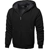 ZITY Men's Zip Up Hoodie Heavyweight Winter Sweatshirt Fleece Sherpa Lined Warm Jacket
