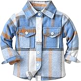 IMEKIS Toddler Kids Flannel Shirt Jacket Plaid Long Sleeve Lapel Button Down Shacket Baby Fall Christmas Coat for Boys Girls