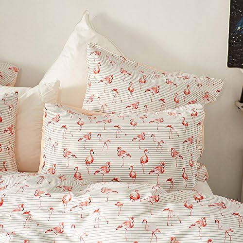 100% Cotton Pink Flamingo Printing Bedding Duvet Cover Sets(Twin Queen King size) (King(10490"))