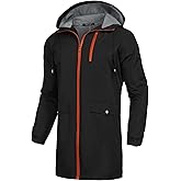 COOFANDY Men's Long Raincoat Ligtweight Rain Jacket Waterproof Outdoor Jackets with Hood
