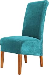 CMAKER Velvet Dining Chair Covers Stretch Slipcover Set of 4 Turquoise