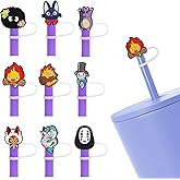 Pounchi Cute Soot Sprite Straw Covers (9Pcs), 0.4 Inch/10 mm Silicone Reusable Drinking Straw Lids Cap Dust-proof Decor Gifts for Teens