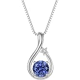 SeiMios 925 Sterling Silver Birthstone Necklaces for Women Twisted Infinity Pendant Necklace