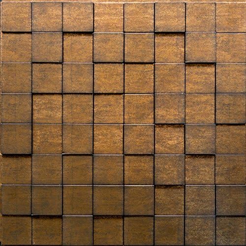 Wall Panel Harmony Cubes - Decorative Thermoplastic Tile 24x24 - Gold Thread