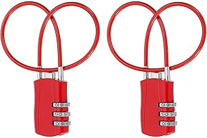 Generic 2 Pcs Luggage Travel Lock, 3 Digit Cable Combination Lock 1-3/16" Width Body with 12" Long Cable for Suitcase Bag Cab