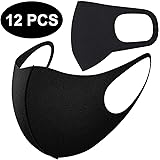 EXTSUD 12pcs/Pack Dust Masks Mouth Mask Unisex Face Mask Breathable Reusable for Cycling Camping Travel Outdoor Sport for Kids Teens Men Women Black