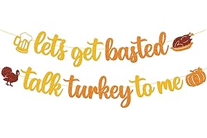 OKUSUN Thanksgiving Decoration Let's Get Basted Talk Turkey to Me Banner Thank You for All You Do Decor Let our Hearts be Full of Thanksgiving Fall Pumpkin Maple leaves theme Party Decor