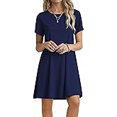 Women's Casual Short Sleeve Crew Neck T Shirt Dress Loose Floral Summer Dresses