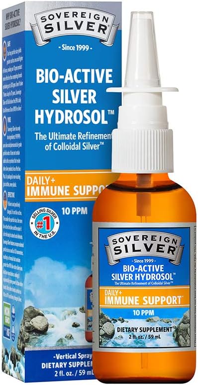 Sovereign Silver Bio-Active Silver Hydrosol for Immune Support - 10 ppm, 2oz (59mL) - Vertical Spray: Health & Personal Care