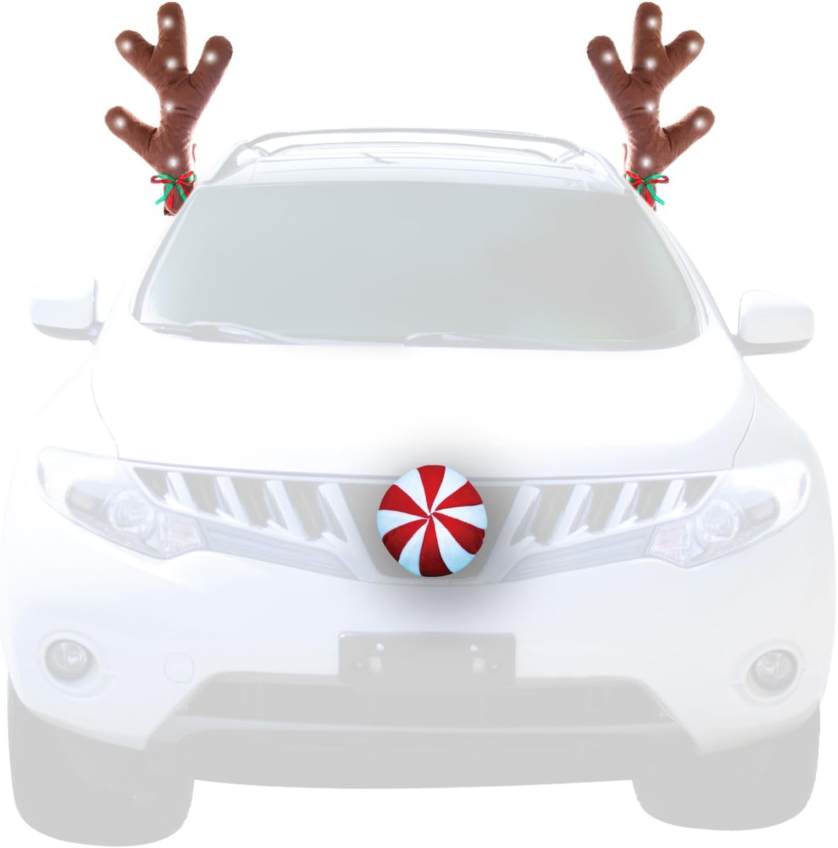 amazon com wow antlers 14 led vehicle reindeer antlers with candy cane nose automotive led vehicle reindeer antlers