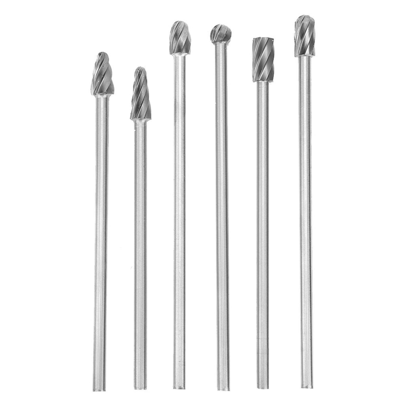 Telituny Long Shank Rotary Burr, 6pcs 6mm 1/4" Shank Aluminum Rotary Burr Extra Long 150mm Milling Cutter for Metal Steel Marble Jade Bone Wood Processing