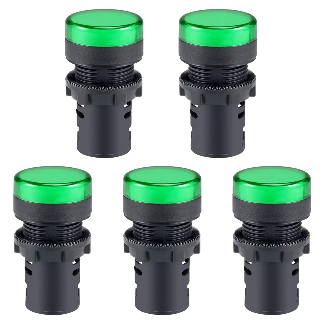 sourcing map 5Pcs Green Indicator Light AC/DC 12V, 22mm Panel Mount, for Electrical Control Panel, HVAC, DIY Projects
