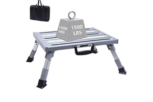 GarfatolRv 19”×14.5” Large RV Steps with Glow in The Dark Tapes Adjustable RV Step Stool Aluminum RV Step Supports Up to 1500 lbs