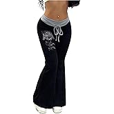 SOLY HUX Women's Goth Flare Pants Grunge Pants Flare Leggings Bootcut Bell Bottoms Emo Scene Y2k Clothes