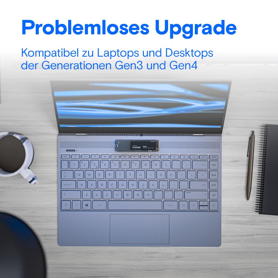 Crucial P310 SSD 4TB M.2 2280 PCIe Gen4 NVMe, bis 7.100 MB/s, für Laptop, Desktop PC & Handheld-Spielekonsolen, Interne Festplatte - CT4000P310SSD801 4