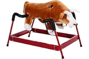 Qaba Kids Spring Rocking Horse Rodeo Bull Style with Realistic Sounds for Children Over 3 Years Old