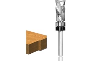 Akylin Compression Spiral Flush Trim Router Bits 1/4 Inch Shank, Solid Carbide Trim Router Bits with Top&Bottom Bearing, 2+2 
