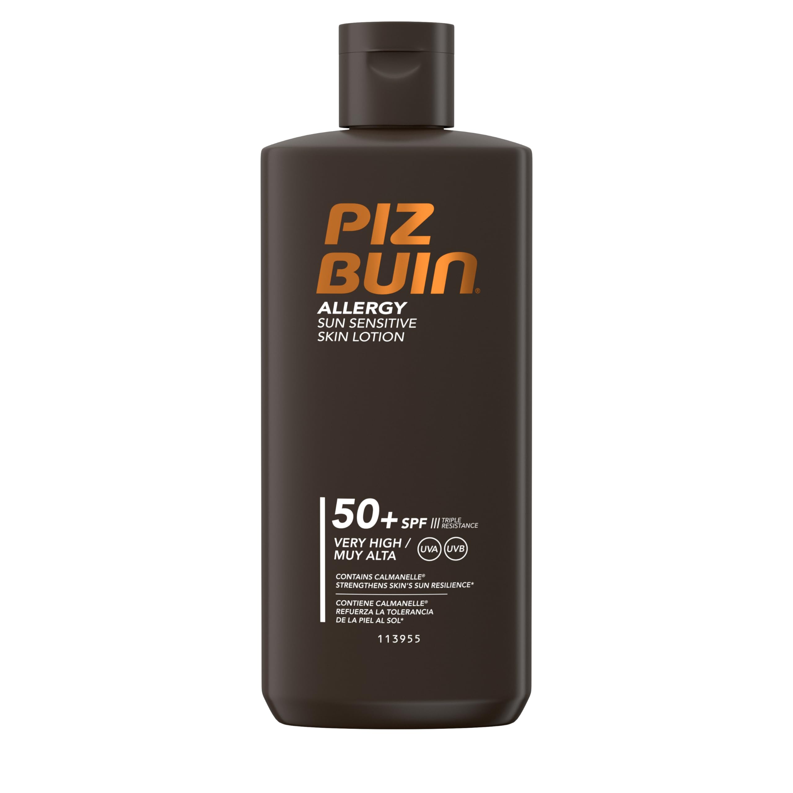 Piz Buin Allergy Sensitive Skin Sun Cream SPF 50+ Moisturiser (200ml), Nourishing and Ultra-Hydrating Sunscreen, Caring Lotion with Calmanelle, Sweat & Water Resistant