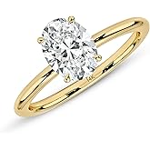 MAX + STONE 3 Carat Oval Cubic Zirconia Solitaire Engagement Ring for Women |Simulated Diamond Ring | 14k Gold Engagement Ring | Yellow Gold CZ Engagement Ring